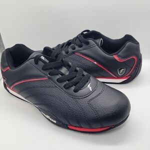 Goodyear Shoes Mens 7.5 Ori Racer Sneakers Lace Up Flats Black Red White Leather